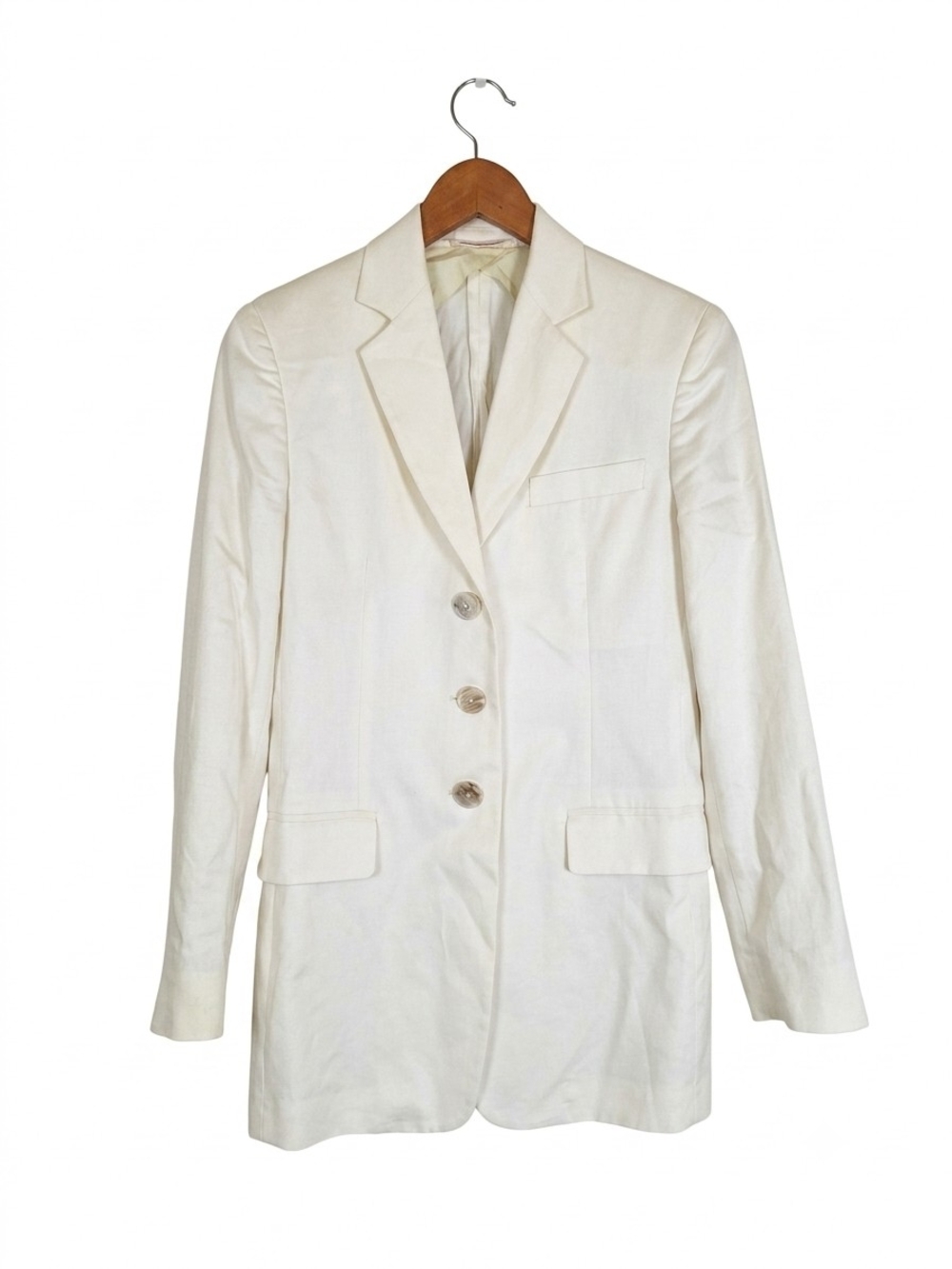 Max Mara Made In Italy White Linen Cotton 3-Button Blazer Jacket Size 6